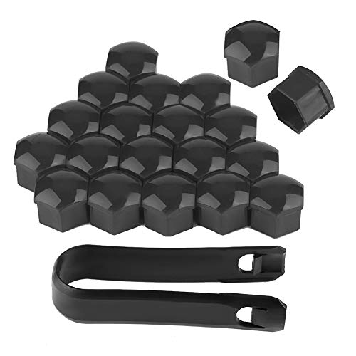 Qiilu 20pcs 21mm Radmutterabdeckung Auto Rad Radmutter Mutter Bolzenabdeckkappen Nabenschraubenschutz Anti-Diebstahl-Abdeckkappe mit abnehmbarem Werkzeugclip-Extraktor(Grau) von Qiilu
