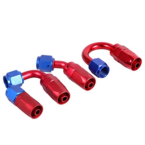 Qiilu AN6 Racing Öl/Kraftstoffleitung Schlauchende Swivel Male Fitting Adapter Blau Rot Farbe(AN6-0°) von Qiilu