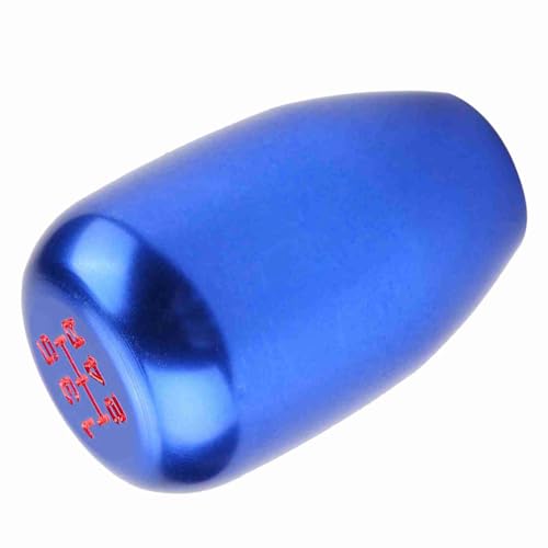 Qiilu Auto 5-Gang Schaltknauf, Schalthebel mit 3 Adaptern 8/10/12mm(Blau,Die Schrift auf dem ist rot) von Qiilu
