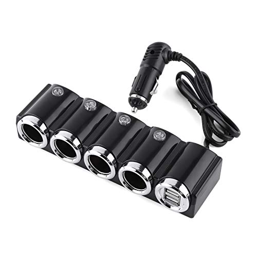 Qiilu Auto Zigarettenanzünder, DC 12V / 24V USB 4-Wege Auto Zigarettenanzünder Steckdose Splitter Power Adapter Beliebte Auto Zigarettenanzünder Element Steckdose Ersatzzubehör von Qiilu