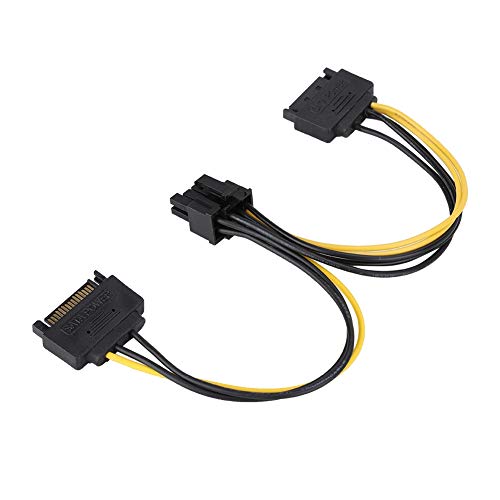 Qiilu DUAL 15-Pin-Stecker auf 8-Pin-Buchse PCI-E-Stromadapterkabel, 20 cm, Kompatibel mit 3,5-Zoll-/2,5-Zoll-Festplatte für -Systeme für für MAC auf PCI-E-Stromadapterbuchse von Qiilu