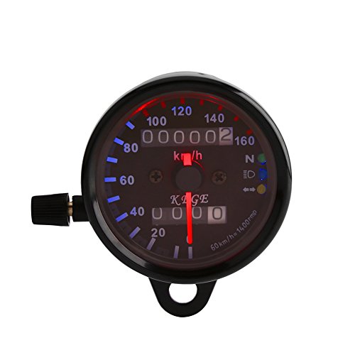 Qiilu Motorrad Tachometer, Universal 12 V Kilometerzähler Motorrad Kilometerzähler Tachometer Signal Dual Display KM/H Metall Qiilu Motorrad Tachometer, Universal 12 V Kilometerzähler Motorrad Kilometerzähler Tachometer Signal Dual Display KM/H Metall von Qiilu
