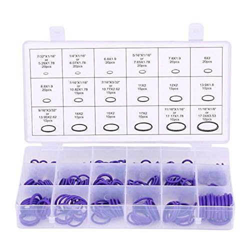 Qiilu O-Ring-Dichtungsdichtung, 270 Stück Verschiedene Autoklimaanlagen O-Ring-Kit Kfz-Gelenkkompressor O-Ring-Dichtungsdichtungssatz Gummi-Unterlegscheibendichtungen (lila) dichtungssatz klima von Qiilu