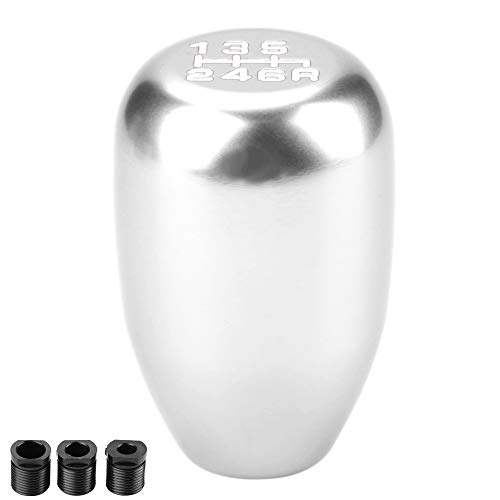 Qiilu Schaltknauf, Auto Universal Modification Manual Schalthebel 6-Gang-Schalthebel(Silber) knob 6 speed von Qiilu