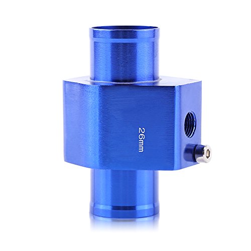 Qiilu Wassertemperatur Verbindungsrohr, 26MM Universal Metall Auto Wassertemperatur Joint Rohr Schlauch Adapter Kühlwasserschlauch mit Sensor (Blau) von Qiilu