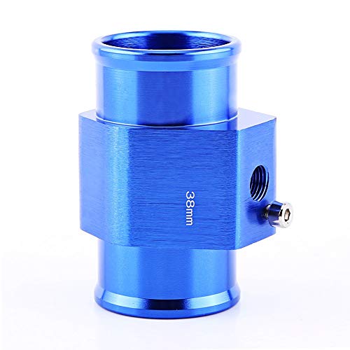 Adapter Kühlwasserschlauch mit Sensor, Qiilu Wassertemperatur Verbindungsrohr, Universal Metall Auto Wassertemperatur Joint Rohr Schlauch Temperatursensor Adapter Blau(38mm) von Qiilu