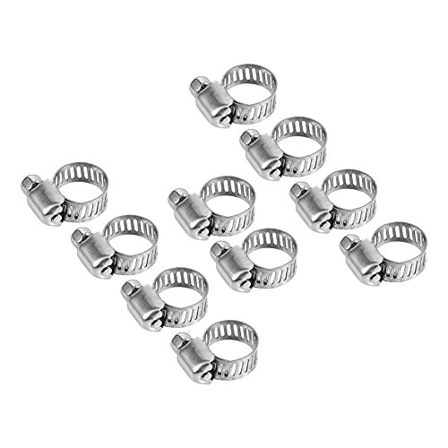 Schlauschellenset, Qiilu Schlauch Clips, Schlauchschelle 10 Stücke Einstellbare Edelstahlantrieb Schlauchschellen Kraftstoffleitung Worm Clips 3/8 "-1/2 ‘’ für Tank, Automobil-Tubing etc. von Qiilu