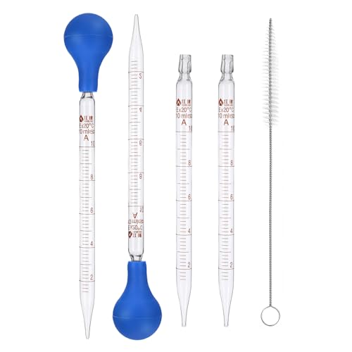 4 Stück Glas Pipetten Dropper, Measuring Pipettierer, Pipette 10ml, Messpipette Mit 2 Pinseln und Gummipipipettenball für Transparent Lab Medizinische Fakultät Lebensmittelforschung 4 Stück Glas Pipetten Dropper, Measuring Pipettierer, Pipette 10ml, Messpipette Mit 2 Pinseln und Gummipipipettenball für Transparent Lab Medizinische Fakultät Lebensmittelforschung von Qiimenguer