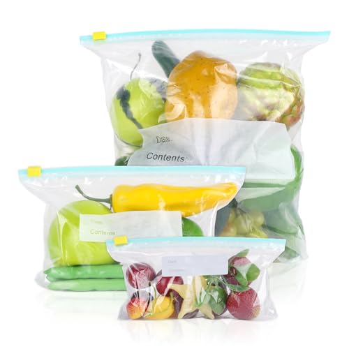 Qiimenguer 45stk Gefrierbeutel Zipper Wiederverwendbare Großer Wiederverschließbare Beutel Mittlerer und Kleiner Druckverschlussbeutel klein Sandwichbeutel Zip Beutel für Gemüse Milch von Qiimenguer