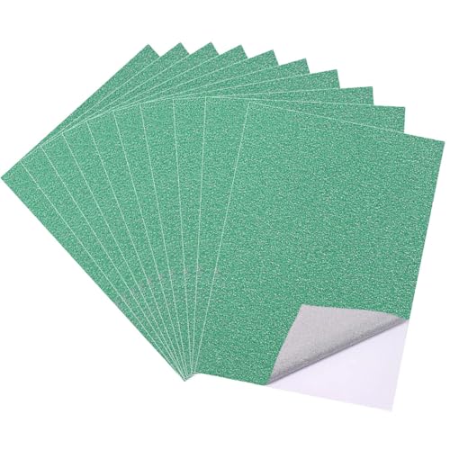 10 Blatt Grün Glitzerpapier zum Basteln, A4 Selbstklebende Glitzer Papier, Glitzerndes Bastelpapier, Glitterpapier Glitterkarton für DIY Handwerk, Grußkarten, Scrapbooking (21 x 29.7 cm, Grün) von Qikaara