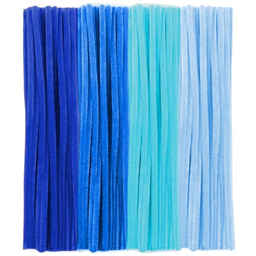 100 Stück Pfeifenreiniger, Blau Serie Pfeifenreiniger Chenilledraht 30cm, Pfeifenputzerdraht für Handwerk DIY Craft Projekte Chenilledraht Biegeplüsch zum Basteln und Dekorieren Pipe cleaner blue von Qikaara