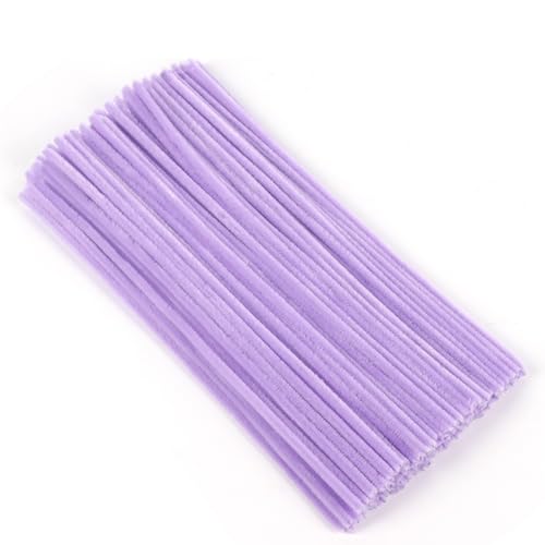 100 Stück Pfeifenreiniger, Lila Pfeifenreiniger Chenilledraht 6mm*30cm, Pfeifenputzerdraht für Handwerk DIY Craft Projekte Chenilledraht Biegeplüsch zum Basteln und Dekorieren Pipe cleaners purple von Qikaara