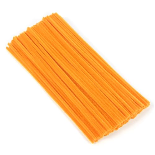 100 Stück Pfeifenreiniger, Orange Pfeifenreiniger Chenilledraht 6mm*30cm, Pfeifenputzerdraht für Handwerk DIY Craft Projekte Chenilledraht Biegeplüsch zum Basteln und Dekorieren Pipe cleaners orange von Qikaara