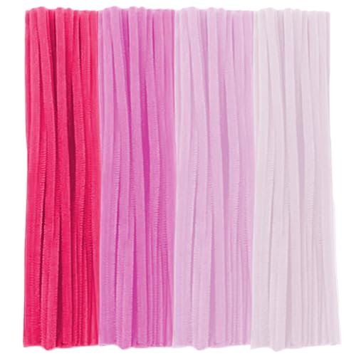 100 Stück Pfeifenreiniger, Rosa Serie Pfeifenreiniger Chenilledraht 6mm*30cm, Pfeifenputzerdraht für Handwerk DIY Craft Projekte Chenilledraht Biegeplüsch zum Basteln und Dekorieren Pipe cleaners pink von Qikaara