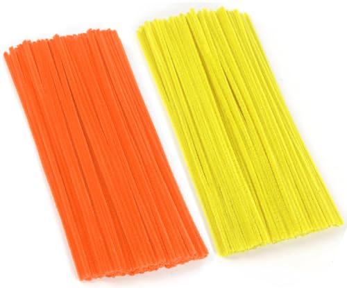 100 Stück Pfeifenreiniger Set, Gelb Pfeifenreiniger Chenilledraht 6mm*30cm, Orange Pfeifenputzerdraht für DIY Craft Projekte Chenilledraht Biegeplüsch zum Basteln & Dekorieren Pipe cleaners yellow von Qikaara
