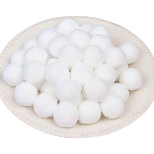 100 Stück Pompons zum Basteln, Weiß Pompoms, 30 mm Flauschige Pompom Bälle für DIY Kreative Handwerk Dekoration (Weiss-3 cm) von Qikaara