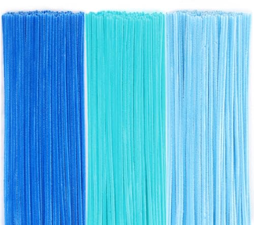 150 Stück Pfeifenreiniger zum Basteln, 3 Verschiedene Blau Pfeifenputzer Chenilledraht, 30 cm Lang Pfeifenputzerdraht Pipe Cleaner für Handwerk, DIY Craft Projekte, Basteln, Dekorieren (3 Farben) von Qikaara