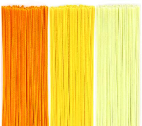 150 Stück Pfeifenreiniger zum Basteln, 3 Verschiedene Gelb Pfeifenputzer Chenilledraht, 30 cm Lang Pfeifenputzerdraht Pipe Cleaner für Handwerk, DIY Craft Projekte, Basteln, Dekorieren (3 Farben) von Qikaara