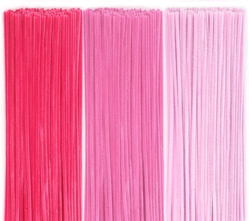 150 Stück Pfeifenreiniger zum Basteln, 3 Verschiedene Rosa Pfeifenputzer Chenilledraht, 30 cm Lang Pfeifenputzerdraht Pipe Cleaner für Handwerk, DIY Craft Projekte, Basteln, Dekorieren (3 Farben) von Qikaara