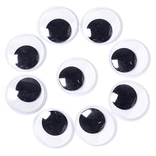 20 Stück Selbstklebende Wackelaugen gross 50mm Kulleraugen Selbstklebend Kunststoff Augen zum Basteln Puppe Augen Schwarze Bastelaugen groß big Wiggle Googly eyes für DIY Kunsthandwerk Dekoration von Qikaara