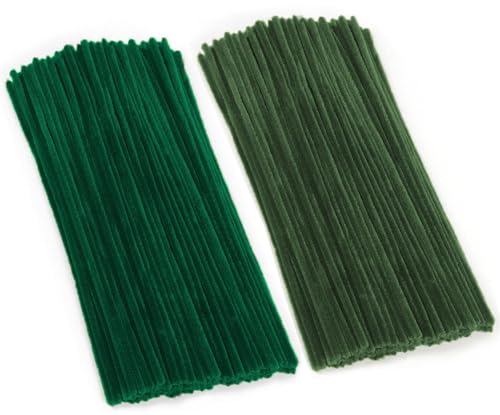 200 Stück Pfeifenreiniger Set, Grün Pfeifenreiniger Chenilledraht 6mm*30cm, Pfeifenputzerdraht für Handwerk DIY Craft Projekte Chenilledraht Biegeplüsch zum Basteln und Dekorieren Pipe cleaners green von Qikaara