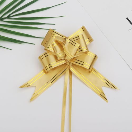 30 Stück Geschenk Schleife, Gold Ziehschleife, Geschenkschleife zum Basteln und Verpacken, Pull Bögen, Dekoschleifen für Geschenke Tüten Hochzeit Geburtstag Weihnachten, pull bow gift bow gold von Qikaara