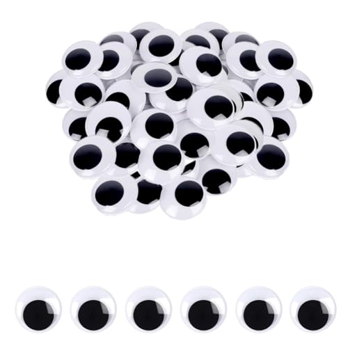50 Stück Selbstklebende Wackelaugen, 30mm Kulleraugen Selbstklebend, Kunststoff Augen zum Basteln,Puppe Augen, Schwarze Wackelaugen, Bastelaugen, Wiggle Googly eyes für DIY Kunsthandwerk Dekoration von Qikaara