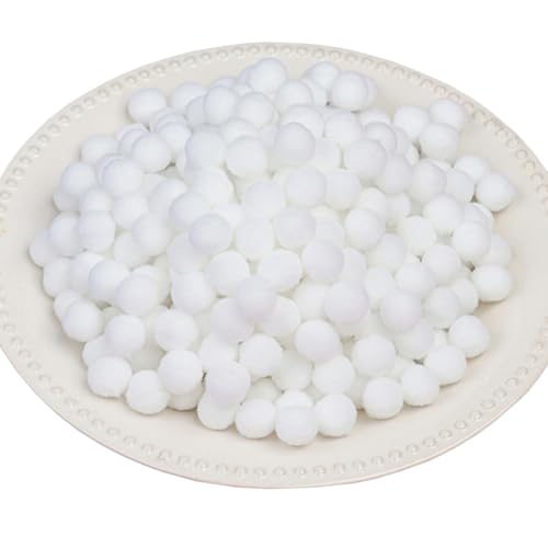 500 Stück Pompons zum Basteln, Weiß Pompoms, 15 mm Klein Flauschige Pompom Bälle für DIY Kreative Handwerk Dekoration (Weiß-1.5 cm) von Qikaara