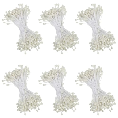 900 Stück Pfeifenreiniger Blumen Staubblatt Cremeweiß, Mini Doppelköpfe Künstliche Staubblätter, Kunstblume Staubgefäße, Artificial Flower Stamen Pistil für Blumen Basteln, DIY Projekte Dekoration von Qikaara