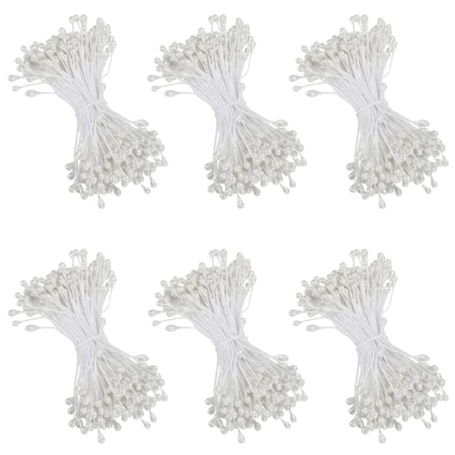 900 Stück Pfeifenreiniger Blumen Staubblatt Weiß, Mini Doppelköpfe Künstliche Staubblätter, Matte Kunstblume Staubgefäße, Artificial Flower Stamen Pistil für Blumen Basteln, DIY Projekte Dekoration von Qikaara