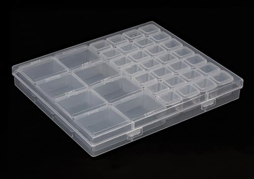 Diamond Painting Aufbewahrungsbox, Diamond Painting Zubehör Boxen, Kunststoff Diamant Stickerei Box, Diamant Stickerei Sortierbox mit Deckel für kleinteile Storage Box Accessory Boxes (36 Fächer) von Qikaara