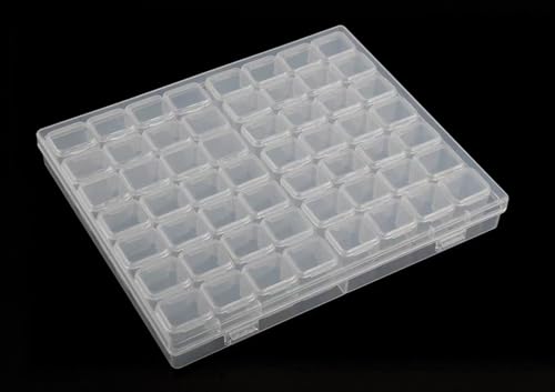 Diamond Painting Aufbewahrungsbox, Diamond Painting Zubehör Boxen, Kunststoff Diamant Stickerei Box, Diamant Stickerei Sortierbox mit Deckel für kleinteile Storage Box Accessory Boxes (56 Fächer) von Qikaara