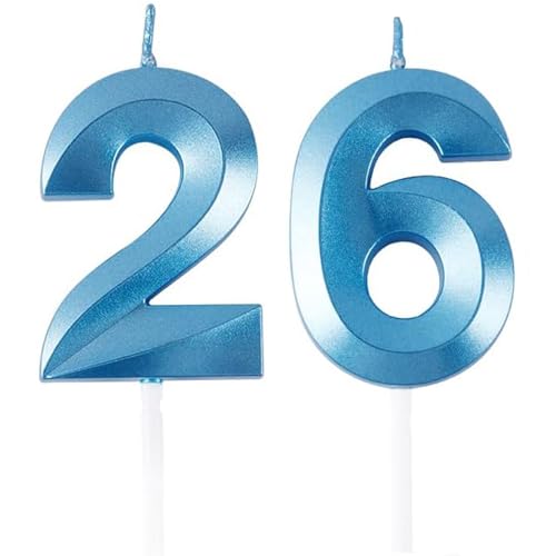 Geburtstagskerzen Zahlen 26/62, Blaue Geburtstag Kerzen, Zahlenförmige Kerze, 3D Tortendeko, kuchen Dekoration für Geburtstag Party, Hochzeiten, Firmenfeiern, Jubiläen, Birthday Candle Number 26/62 Geburtstagskerzen Zahlen 26/62, Blaue Geburtstag Kerzen, Zahlenförmige Kerze, 3D Tortendeko, kuchen Dekoration für Geburtstag Party, Hochzeiten, Firmenfeiern, Jubiläen, Birthday Candle Number 26/62 von Qikaara