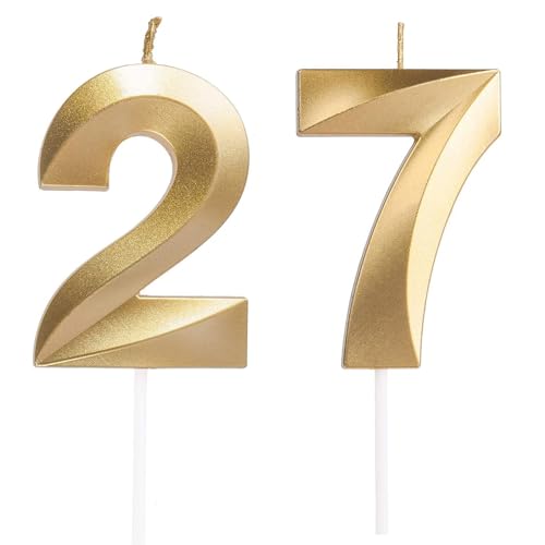 Geburtstagskerzen Zahlen 27/72, Gold Geburtstag Kerzen, Zahlenförmige Kerze, 3D Tortendeko, kuchen Dekoration für Geburtstag Party, Hochzeiten, Firmenfeiern, Jubiläen, Birthday Candle Nummer 27/72 Geburtstagskerzen Zahlen 27/72, Gold Geburtstag Kerzen, Zahlenförmige Kerze, 3D Tortendeko, kuchen Dekoration für Geburtstag Party, Hochzeiten, Firmenfeiern, Jubiläen, Birthday Candle Nummer 27/72 von Qikaara