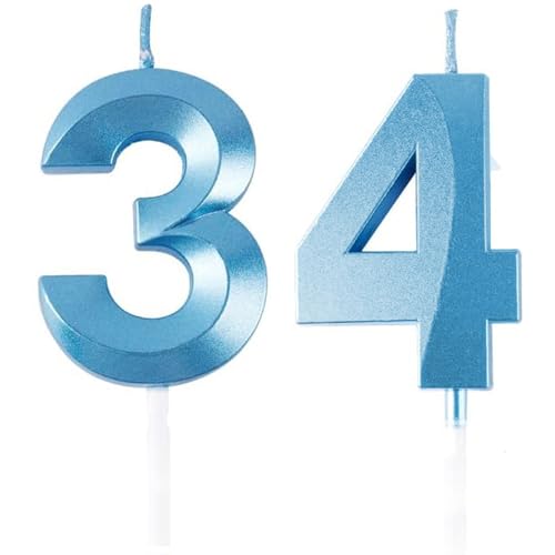 Geburtstagskerzen Zahlen 34/43, Blaue Geburtstag Kerzen, Zahlenförmige Kerze, 3D Tortendeko, kuchen Dekoration für Geburtstag Party, Hochzeiten, Firmenfeiern, Jubiläen, Birthday Candle Number 34/43 Geburtstagskerzen Zahlen 34/43, Blaue Geburtstag Kerzen, Zahlenförmige Kerze, 3D Tortendeko, kuchen Dekoration für Geburtstag Party, Hochzeiten, Firmenfeiern, Jubiläen, Birthday Candle Number 34/43 von Qikaara
