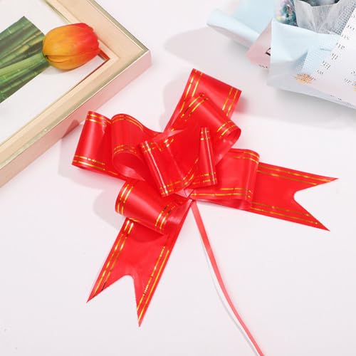 Qikaara 30 Stück Geschenk Schleife, Rot Ziehschleife, Geschenkschleife zum Basteln und Verpacken, Pull Bögen, Dekoschleifen für Geschenke Tüten Hochzeit Geburtstag Weihnachten, Pull Bow Gift Bow red von Qikaara