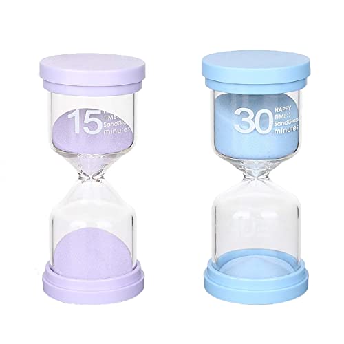 Sanduhren Set, 15 Minuten und 30 Minuten, Sanduhren Set für Kinder, Glas Timer, Kinderuhr, dekorative Sanduhr, Timer können in Küchen, Klassenzimmern, Zuhause, Büros Zeitmanagement 2 Stück von Qikaara