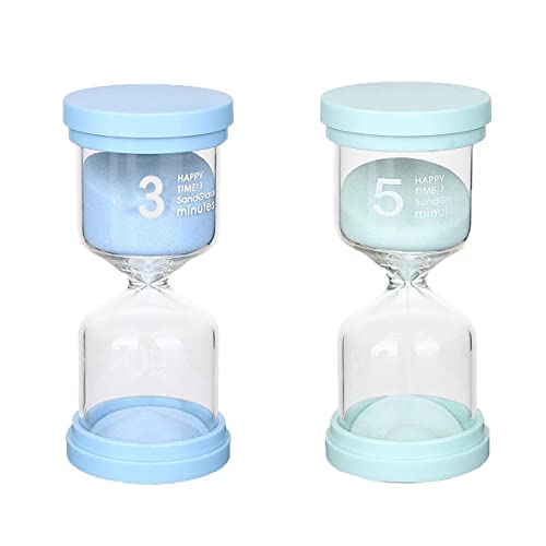 Sanduhren Set, 3 Minuten und 5 Minuten, Sanduhren Set für Kinder, Glas Timer, Kinderuhr, dekorative Sanduhr, Timer können in Küchen, Klassenzimmern, Zuhause, Büros Zeitmanagement 2 Stück von Qikaara