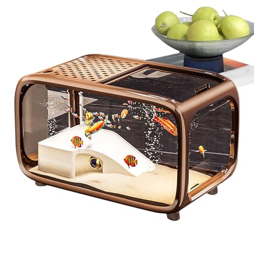 Aquarium für Fische - Landschaftliches Fischbecken Mit Kletterdekoration - Klarer Lebensraum mit Futteröffnung für Shrimps Schnecken Wasserpflanzen und Betta Fische Aquarium für Fische - Landschaftliches Fischbecken Mit Kletterdekoration - Klarer Lebensraum mit Futteröffnung für Shrimps Schnecken Wasserpflanzen und Betta Fische von Qikam