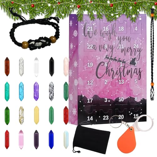 Christmas Countdown Kalender 24 Tage | Kristall Adventskalender Für Weihnachten,Familienfreundliches Spielzeug Für Erwachsene Jugendliche Kinder Meditation Yoga von Qikam
