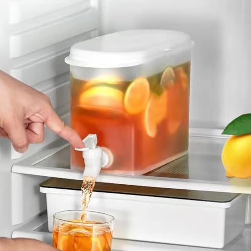 Getränkespender mit Zapfhahn, 2.8L Kühlschrank Wasserspender mit Wasserhahn, Große Kapazität Kalter Wasserkocher Kunststoff Nachfüller Eiswassereimer von Qikam