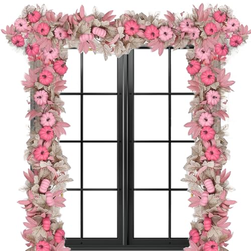 Herbst Girlande - 1.7m Künstliche Ahorn Ranken Kürbis Girlande Deko | Saisonale Deko Ornamente für Haustür Wohnzimmer Schlafzimmer Kamin Wand Fenster Hof Garten von Qikam