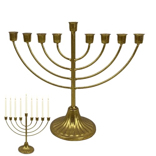 Qikam Menora Kerzenständer Kerzenhalter Chanukkaleuchter Hanukkah Decorations Retro Gold Menorah Kerzenleuchter Mit 7/9 Zweigen Kerzenhalter Für Shabbat, Tabernakel, Tischdekoration von Qikam