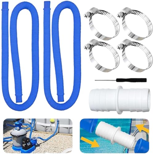 Poolschlauch,99 cm Flexibler Poolschlauch | Flexibel Mit 4 Klemmen Manuelle Reinigung Und Wasserspiele von Qikam