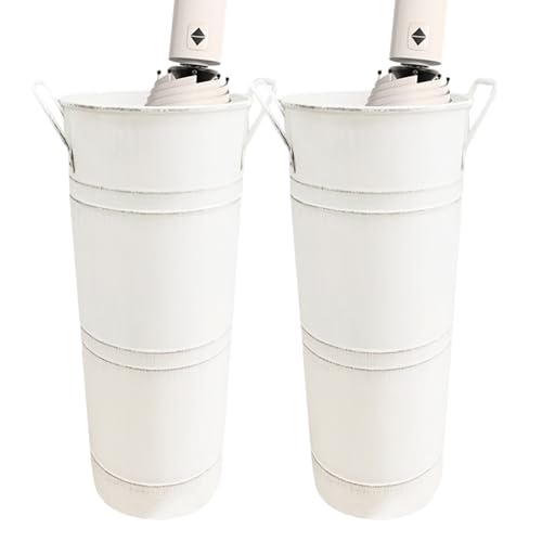 Qikam 2 Stück Regenschirmständer Aus Metall | Vintage Schirmständer | Multifunktion Umbrella Holder/Dekorative Vase/Blumeneimer | Regenschirm Ständer Mit Griffen Für Eingang Flur Zuhause Büro von Qikam