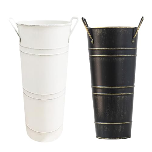 Qikam 4 Stück Regenschirmständer Aus Metall | Vintage Schirmständer | Multifunktion Umbrella Holder/Dekorative Vase/Blumeneimer | Regenschirm Ständer Mit Griffen Für Eingang Flur Zuhause Büro von Qikam