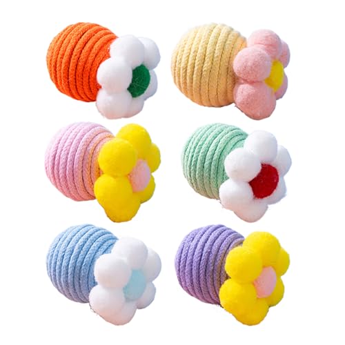Qikam Katzen Spielzeug Bälle | Katzen Seil Spielzeug | 6 Stück Kratzer Mit Glocke Für Bewegung Jagd Innen Außen Geburtstag Weihnachten Bereicherung Kratzen von Qikam