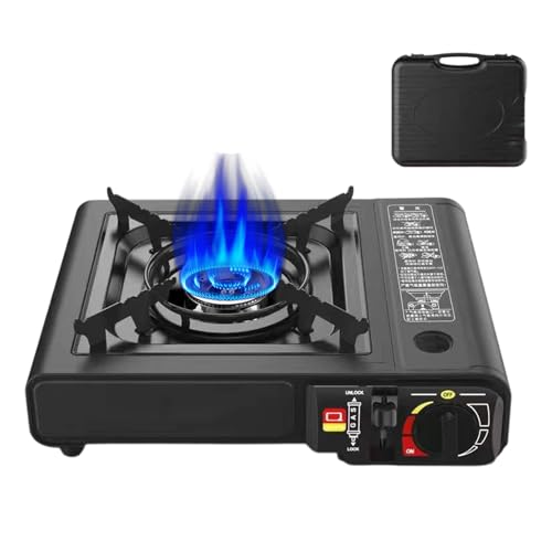 Tragbarer Campingkocher,Cassettenkocher | Automatische Zündung Präzise Hitzecontrolle Brenner Überlebensausrüstung Outdoor Ausstattung Für Camping Angeln Park Roadtrip Wandern Trekking Picknick von Qikam