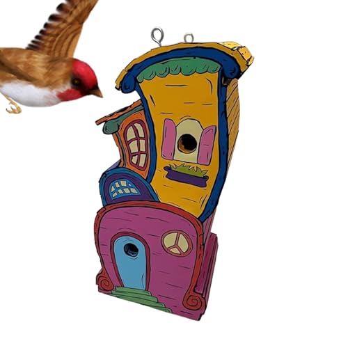 Vogelhäuser für die Verwendung im Freien | Handgefertigtes Natürliches Vogelhaus mit Futterstelle - Rustikaler Dekorativ Nistkasten Für Garten Baum Wand Hausplatzierung von Qikam