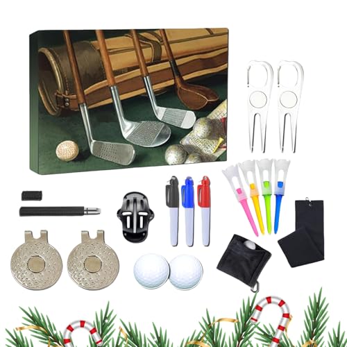 Weihnachtskalender Advent für Golfer, Urlaub Countdown -Kalender Weihnachten, Golf -Werkzeugkits für Golfer -Enthusiasten -Profis Anfänger Männer Frauen Outdoor Praxis von Qikam